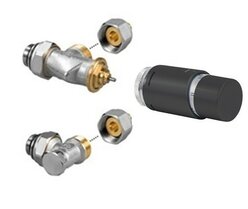 Jaga aansluitset 285 AB thermostaatknop 2x 15 mm knelkoppeling gampper