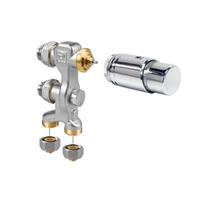 Jaga Pro aansluitset 12 2-pijps AC chroom thermostaatknop 2x 15 mm knelkoppeling