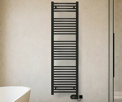 Vasco Bano-EL zwart 75cm breed x 179cm hoog met 1250Watt RAL-9005 elektrische badkamerradiator