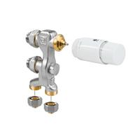 Jaga Pro aansluitset 12 2-pijps AW wit thermostaatknop 2x 14 mm VPE/Alu knelkoppeling COLO.PF2.AW.3314