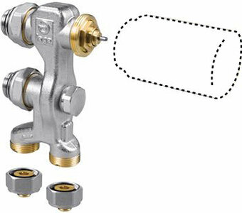 Jaga Pro aansluitset 12 2-pijps HC koel/verwarmen thermostaatknop PEX 2x 16 mm knelkoppeling
