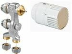 Jaga Pro aansluitset 12 2-pijps met JW wit thermostaatknop 2x 15 mm knelkoppeling
