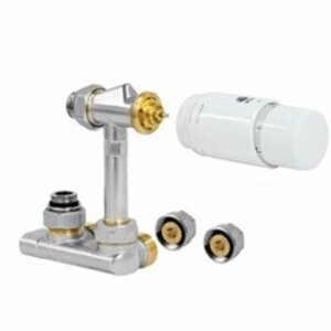 Jaga aansluitset 101 Crossflow 90º AW thermostaatknop COLO.HBCW.AW.4115 FE/CU Ø15 mm knelkoppeling wand aansluiting